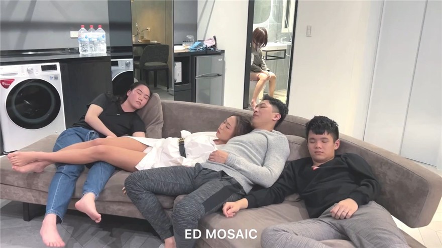 STP27520 ED Mosaic 两对情侣一友人2男3女醉后大乱斗