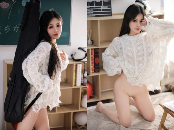 暖桃酱 美少女の日常 镂空性感毛衣清新脱俗 全裸反差诱人胴体 粉嫩乳粒白虎无毛穴 居家女神