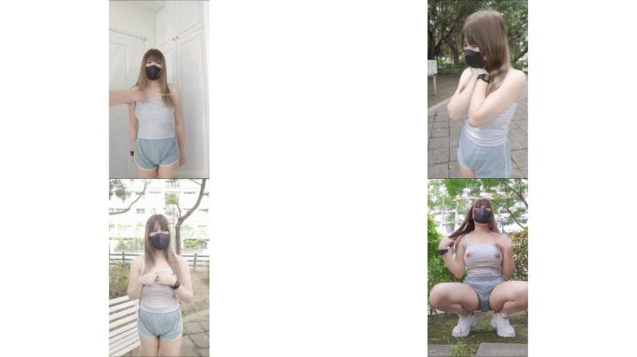 大波翘臀少女福利姬小小Q羞耻露出上衣剪出两个洞露乳头街上强制露出