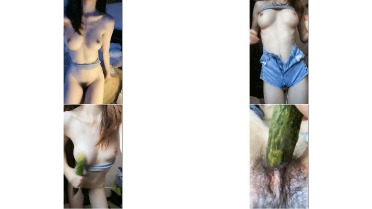 女神有最美的奶子之一虽不是很大却特别美白的奶子身材和完具酱有得一比好家伙 这么粗还带刺的黄瓜都能插进去