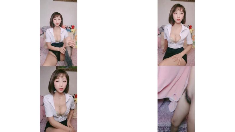 OL风衬衣包臀裙，带眼镜小少妇，撩起裙子掰穴，揉搓小骚逼，震动棒自慰，让炮友来操，后入猛怼