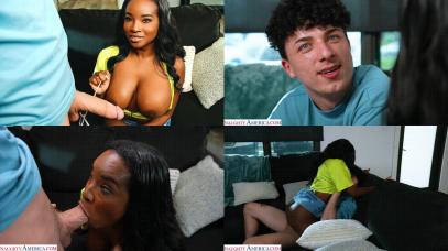 Sexy Naomi Foxxx takes on one huge cock in her tight wet pussy