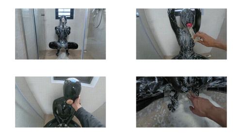 漫画复刻——便所的觉悟 金属镣铐拘束，糊满全身的粘液，自嗨自插深喉，三种不同的头套深喉play1119