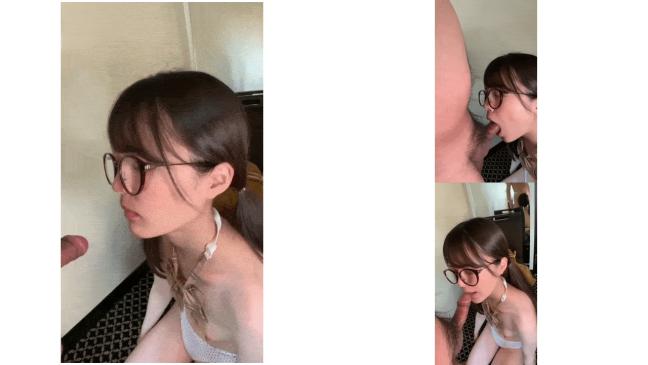 眼鏡小蘿莉溫柔似水 口交吃雞巴表情銷魂十個眼鏡九個騷吃得哥哥渾身上下冒火 誰能頂得住這樣子口交不射