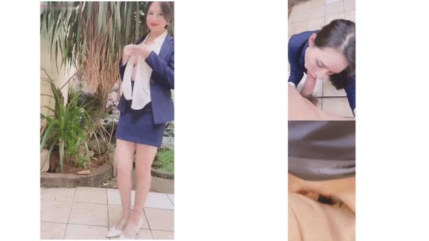 西装制服骚货大白天院内口活 骑乘上位啪啪啪着啪着问我结婚嘛 要帮我口爆射进她嘴巴里这么骚可以娶她回家做老婆