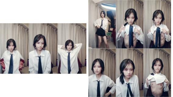 極品清純00後學生妹下海襯衫領帶英氣十足時不時露壹下有點貧乳