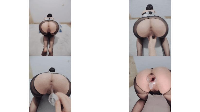 肥嫩的大肉臀顶在 撅起骚淀上道具内窥阴道壁