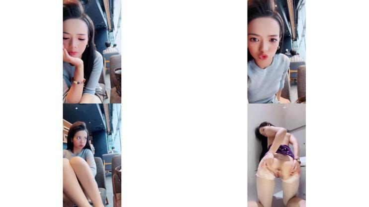 咖啡馆里的女神，小小晴大厅露屄，后面人来人往都没有发现，到厕所脱光自慰，紧张刺激胆子是真的大