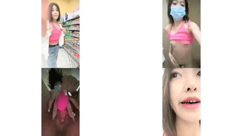 反差女神，【04年藝校學生】，商場買保險套，裹上跳蛋自慰，尿尿，清秀臉龐下這麽騷，小逼逼一刻也不能閑着