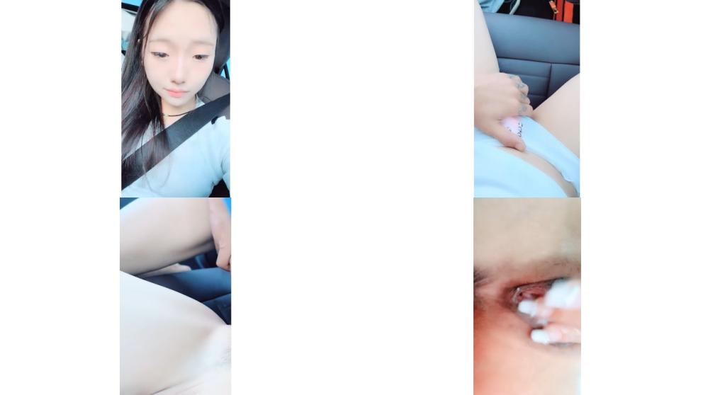 年輕嫩妹子戶外駕車，停車後排座做愛，深喉口交無套操刮毛逼射在外陰上