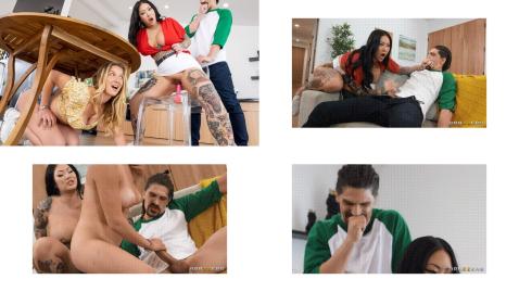 Dad's New Girlfriend Enjoys Dinner a Threesome