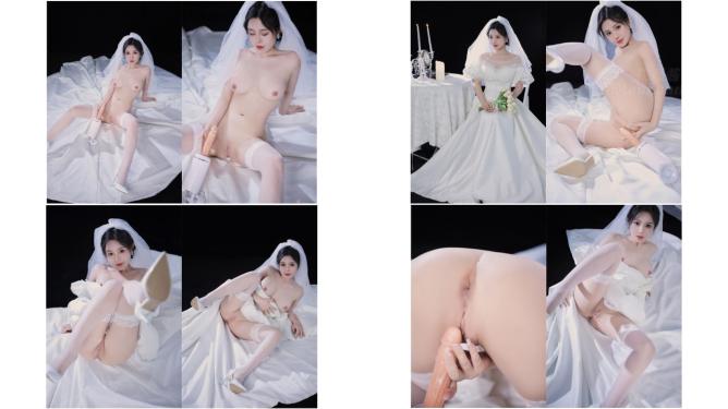 極品露臉私拍桃暖醬 最美婚紗新娘粉嫩美乳蜜穴 性感白絲襯托誘人酮體 赤裸待莖插入白虎嫩穴 夜夜七次郎