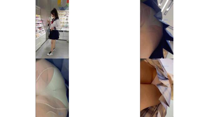 商城抄底jk美眉 一箭双雕差点被发现了 都是性感大屁屁