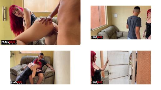 After the glass of water he got a blowjob from the naughty redhead
