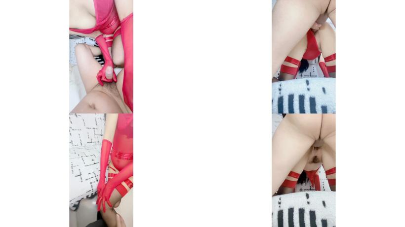 榨精尤物淫腿女神小姨子 - 红色情趣勒乳翘臀 小母狗一样跪舔肉棒 被姐夫后入插出淫荡白浆 沾湿了大腿炮架中出内射