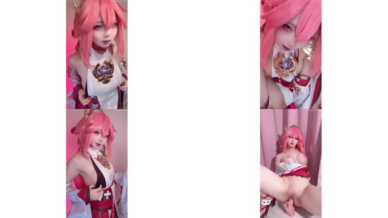 卡哇伊高颜值反差美少女chuchu_n单独解锁，八重神子Cosplay脸鲍同框紫薇