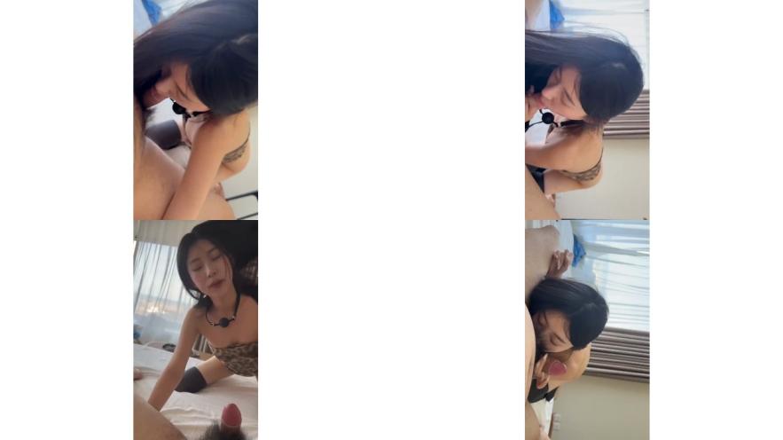 高颜值小母狗 ，舔舐鸡巴吃干抹净，深喉好会玩，很会骑马