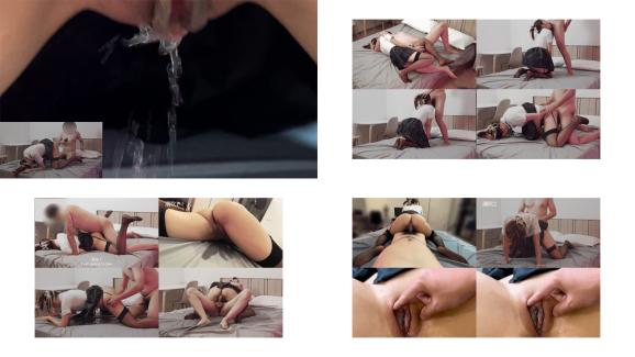 Girl in school uniform squirting