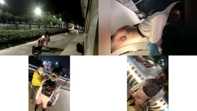 cd可爱的米琪 晚上露出卖活儿，外卖小哥一开始上天桥看到我丢人的模样后，直接停下来用那邪恶的小眼神盯了半天