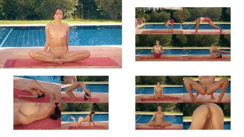 WOWGIRLS Amazing girl Vixi Rafi doing yoga naked by the pool in this hot solo video