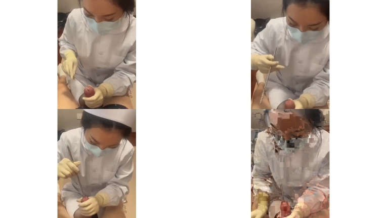 猎奇护士小姐姐最新调教玩法曝光润滑油涂抹私处 钢针插龟头 极限刺激令人下体发凉98