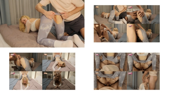 Quickie in torn leggings