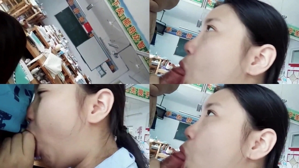 校园情侣思念太久，趁同学们还没来教室，男友解开拉链喂女友吃棒棒！374
