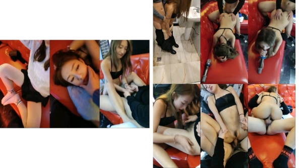 两对年轻小情侣酒后饭足去ktv唱歌,唱著唱著就地扒开妹子棉袜,边唱边啪啪86
