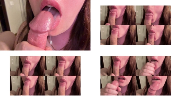 ASMR Close-up blowjob from hottie Julia with cumshot on tongue! Huge Cumshot
