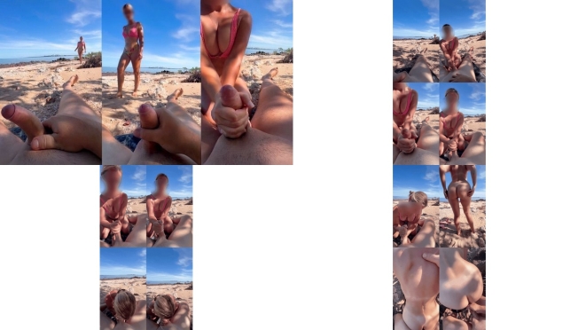DICK FLASH ON PUBLIC BEACH - Stranger caught me Jerking and Helps Me Cum!!
