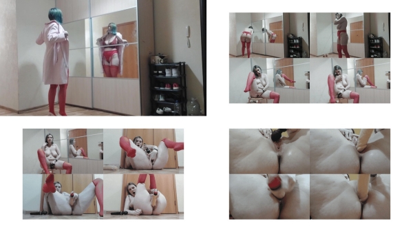 I undress in front of the mirror, and then masturbate and squirt
