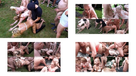 Outdoor CREAMPIE-GANGBANG _ German Sex Party with Blondes